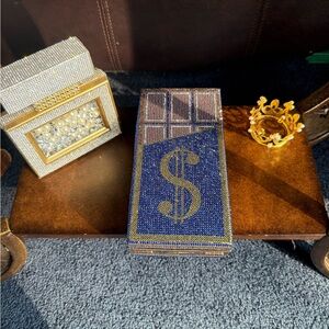 Blue and Gold Dollar Sign Clutch